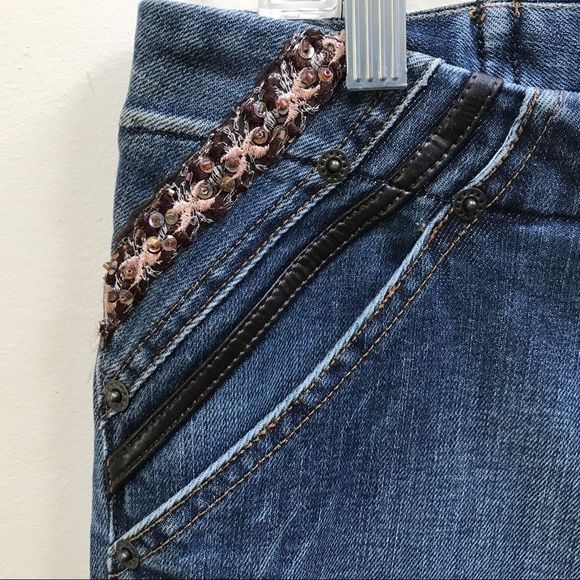 ANTONIO D’ERRICI EMBELLISHED BOOTCUT BLUE JEANS 8 - Picture 3 of 7